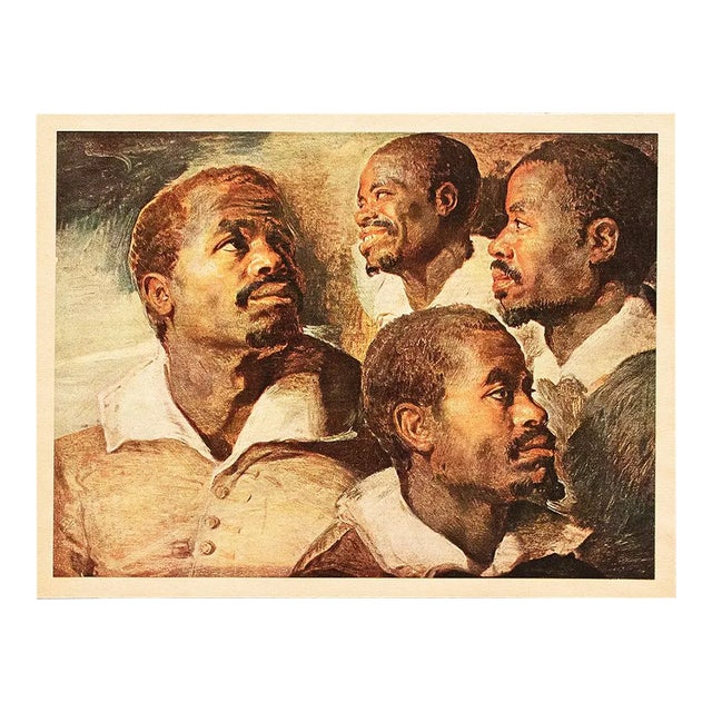 1944 After Peter Paul Rubens "Four Studies of the Head of a Black Man", Full-Color Vintage Print For Sale