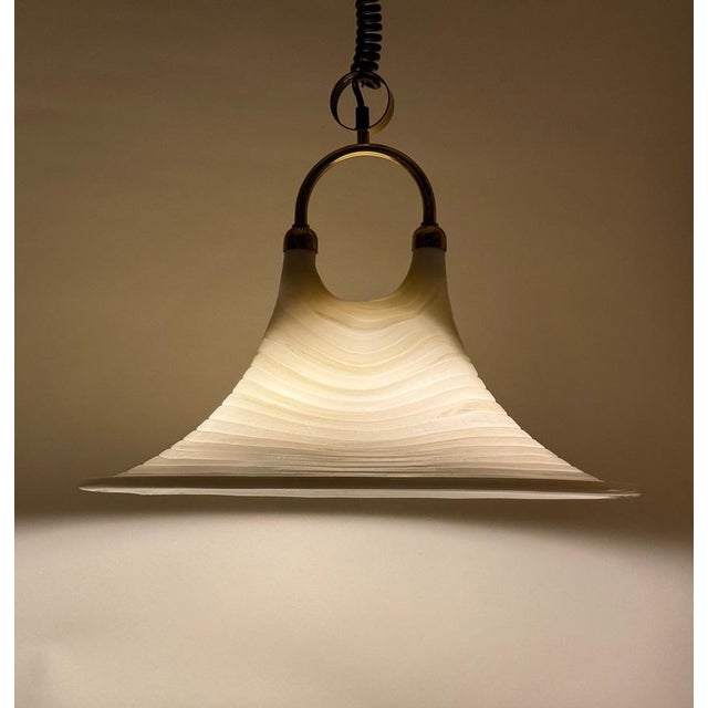 Mid-Century Modern White and Gilt Pendant Lamp with Pull Mechanism, 1970s For Sale - Image 16 of 18