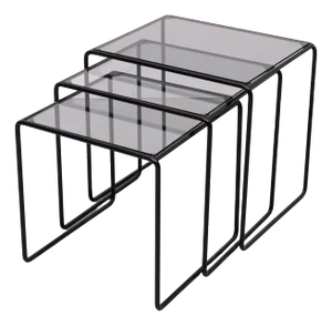 Nesting Tables with Black Metal Frame, 1970, Set of 3