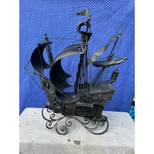 Vintage Hand Forged Black Metal Pirates Ship. I found this while hunting in the Northeast. It is hand forged and heavy ,...