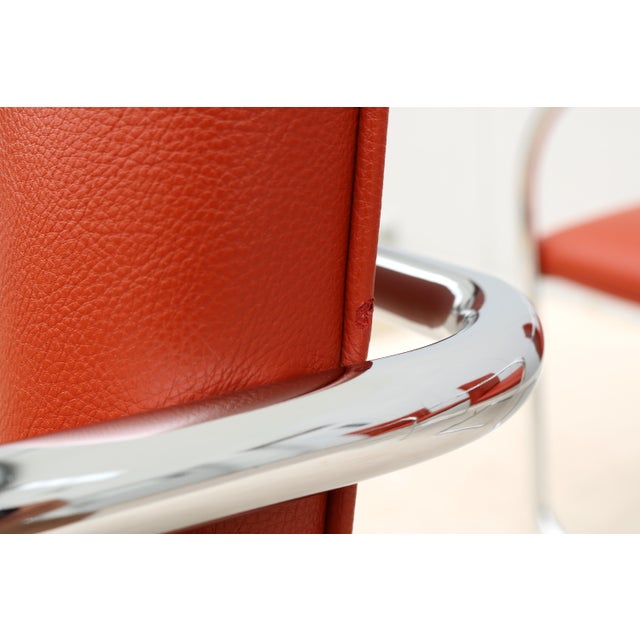 Ludwig Mies Van Der Rohe Brno Tubular Chairs in Orange Vinyl by Gordon, Set of 4 For Sale - Image 16 of 18