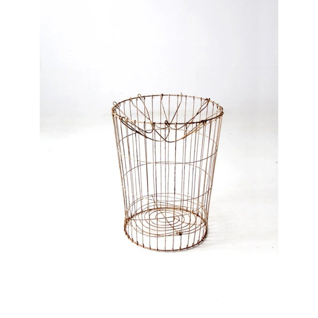 Vintage Industrial Metal Basket For Sale - Image 9 of 12