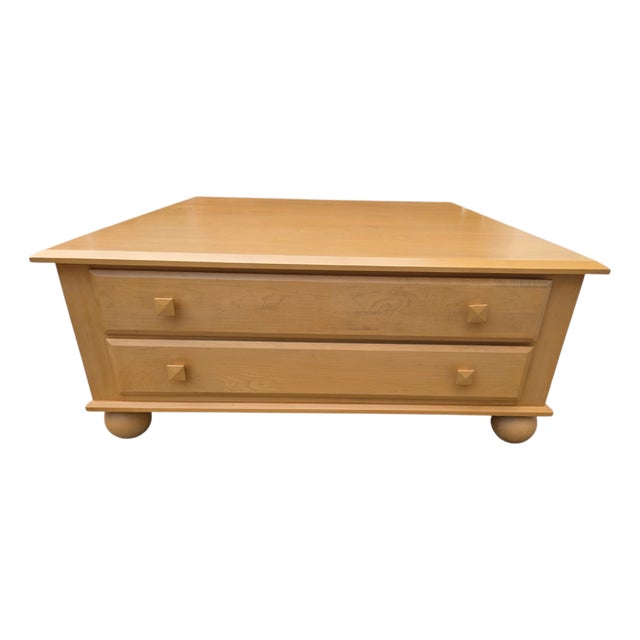 1990s Ethan Allen American Dimensions Map Case Coffee Table Storage Trunk Mission 255 For Sale