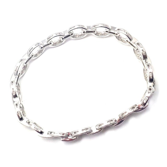Metal Damiani 18k White Gold Diamond Link Tennis Bracelet For Sale - Image 7 of 12