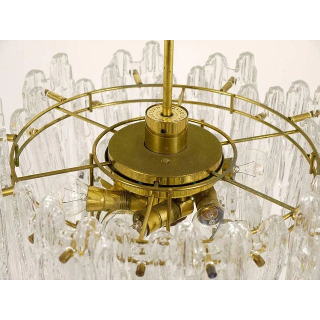 Icicle Brass Ice Glass Chandelier attributed to Kinkeldey, Germany, 1960s For Sale - Image 10 of 11