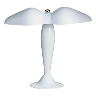 Carlo Moretti Contemporary Murano Milk White Glass Mouth Blown Office Table Lamp For Sale