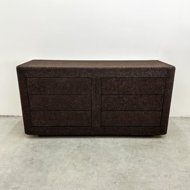 Karl Springer Vintage Postmodern Chocolate Brown Cork 6-Drawer Dresser – 1970s 80s Postmodern For Sale - Image 4 of 10