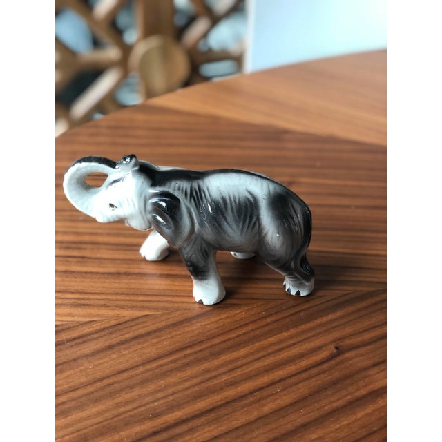 Cerise 1970s Vintage Ceramic Elephants Trunks Up for Good Fortune-Set of Two For Sale - Image 8 of 11