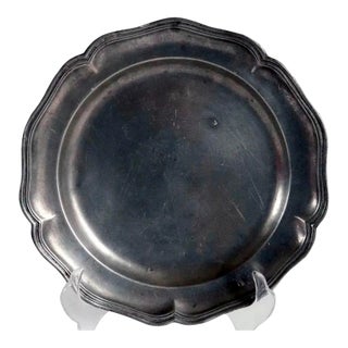 British Pewter Wavy Edge Multi-reed Plate For Sale