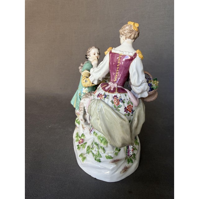 Late 19th Century Grupo De Pastores C41 Porcelain Figurine by Michel Victor Acier for Meissen Porcelain, 1880 For Sale - Image 5 of 11