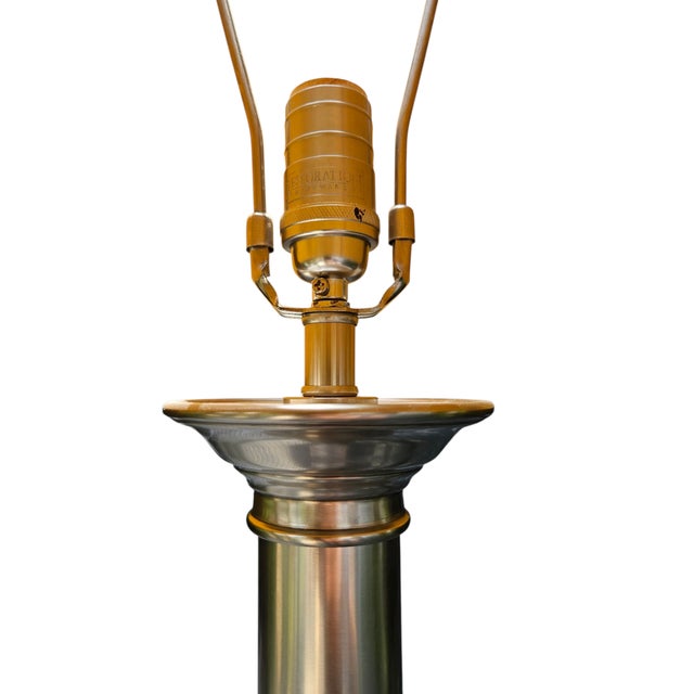 Traditional Restoration Hardware Table Lamp Nickeled Corinthian Column Shade For Sale - Image 3 of 8