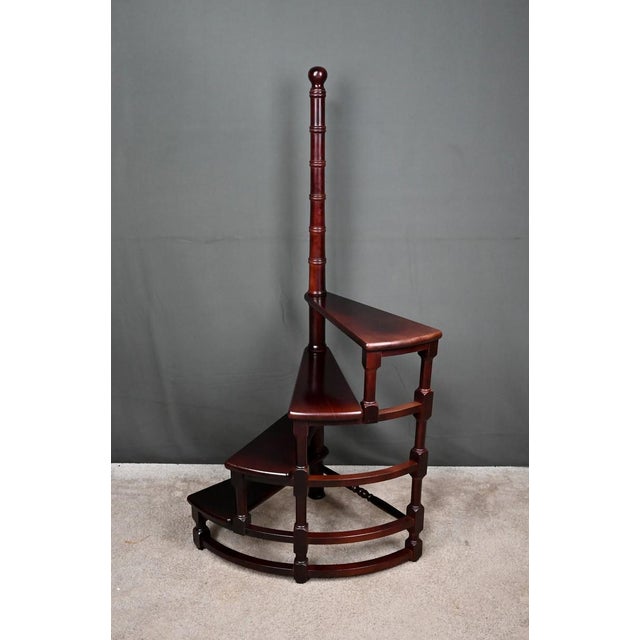 Early 20th Century Library Staircase in Stained Beech, 1900s For Sale - Image 5 of 15