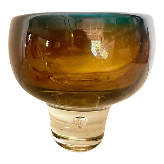 Kosta: Vicke Lindstrand: Bowl in Blue, Green and Yellow. Signed For Sale