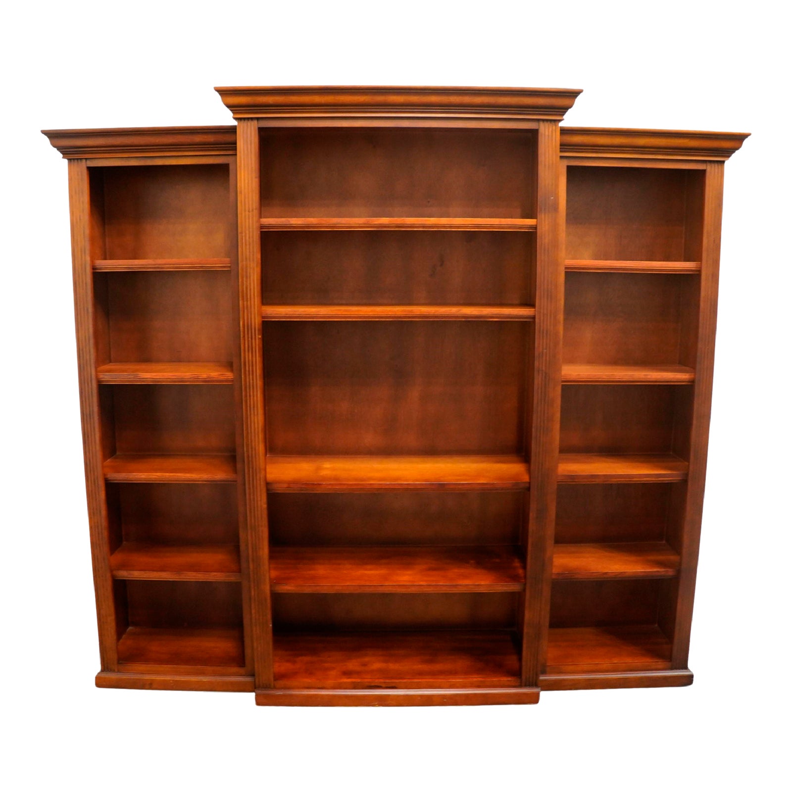 Hamilton Heritage Cherry Traditional Style 91" Triple Bookcase Wall