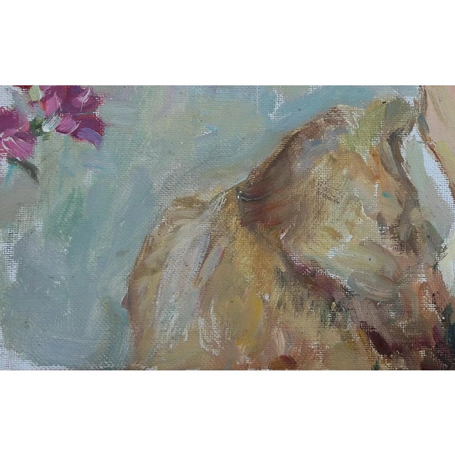 1970s Antique Oil Portrait Painting: Young Girl by Ukrainian Artist Sokolovsky, 1970 29-48 For Sale - Image 5 of 6