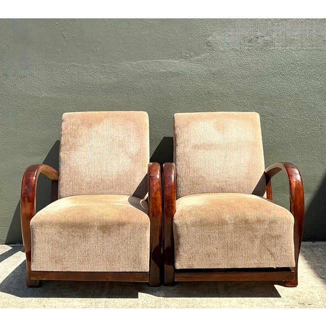 Brown Vintage Art Deco Bentwood Lounge Chairs - Pair For Sale - Image 8 of 12