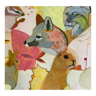 “The Company One Keeps” a Fun Animal Painting by LWren Walraven For Sale