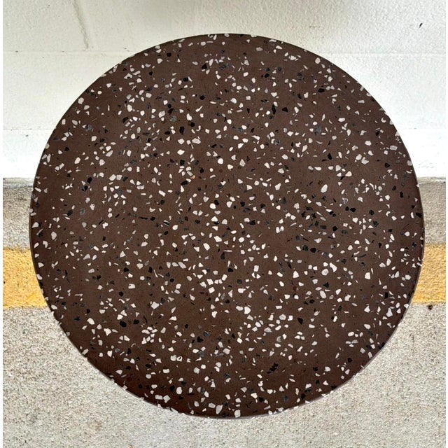 Stylish Made Goods Modern Brown Speckled Terrazzo Hourglass Kim Drink Table, showroom floor sample