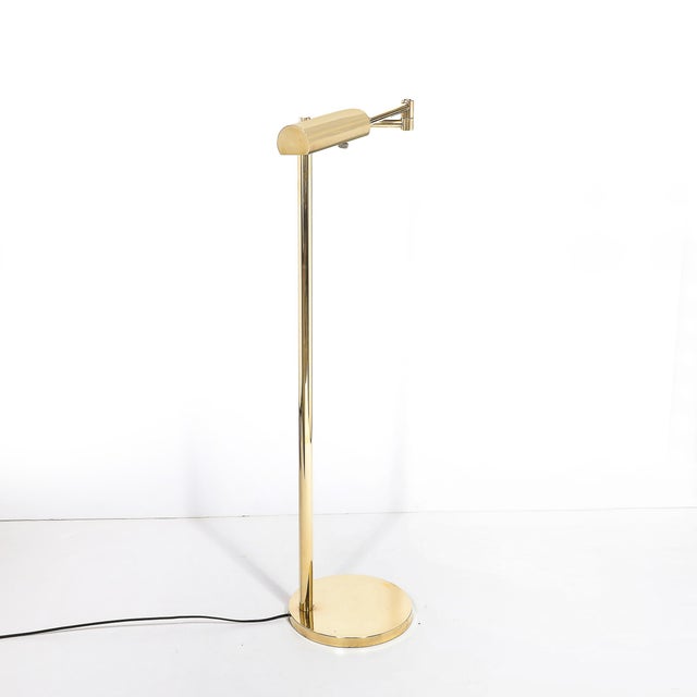 Mid-Century Modernist Articulating Floor Lamp in Polished Brass For Sale - Image 10 of 12