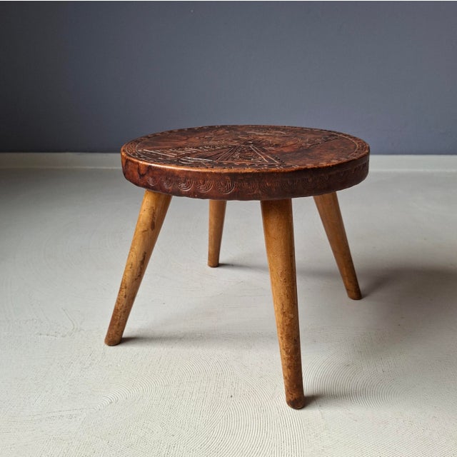 Wood Side Table in Wood and Leather by Angel Pazmino for Meubles De Estilo, 1960s For Sale - Image 7 of 7