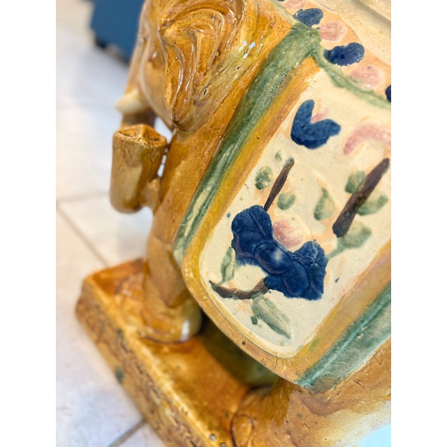 Extra Large Vintage Chinese Elephant Garden Stool or Accent Table For Sale - Image 13 of 15