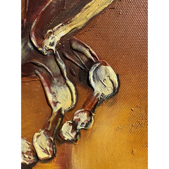 Mid-Century Modern Vintage Canvas Painting of Horses For Sale - Image 3 of 6