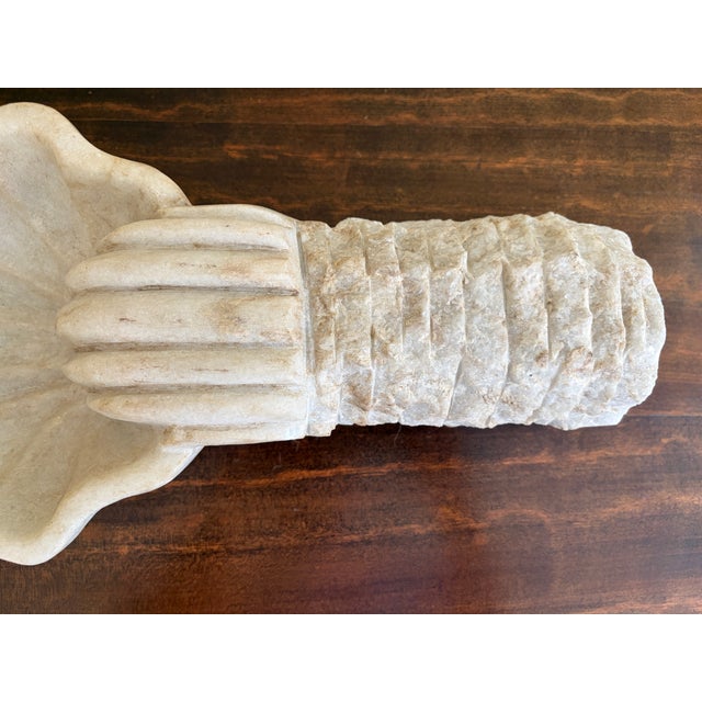 Stone 19th-Century Italian Carved Marble Shell Church Font For Sale - Image 7 of 11