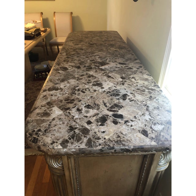 American Drew Mirage Leg Sideboard With Antique Emperador Marble Top For Sale - Image 9 of 13