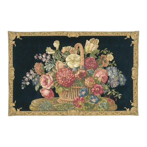 Flowerbasket Dark Loom Woven Tapestry - 66 X 105 Cm (2'2" X 3'5") - Requires Rod Size 3