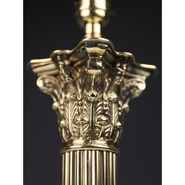 Antique English Brass Corinthian Column Table Lamp, 1880 For Sale - Image 10 of 13