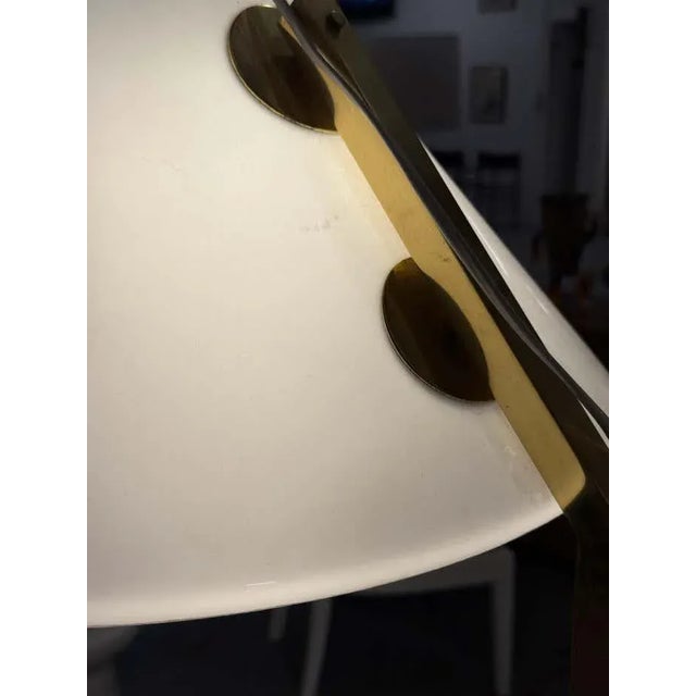 Brass Midcentury Modern Brass Floor Lamp With Plastic Shade in the Style of Nikoll For Sale - Image 8 of 8