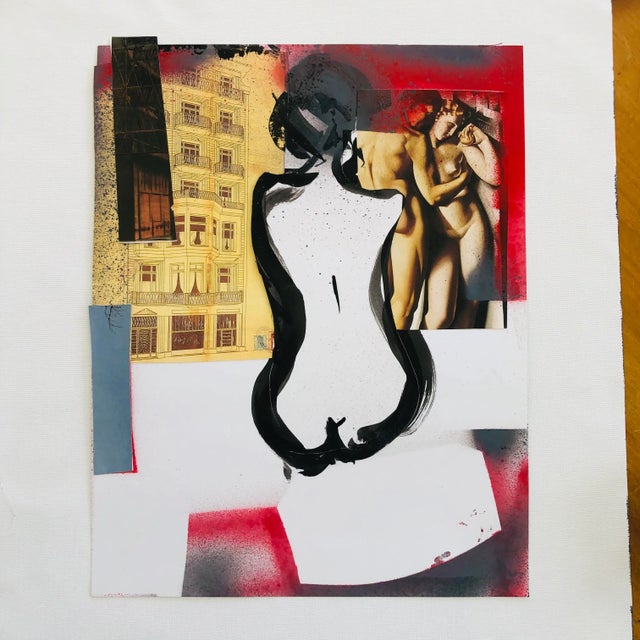 Abstract Ink Drawing and Collage Mixed-Media, by Erik Sulander, on Paper , 11x14, Signed. For Sale - Image 3 of 5