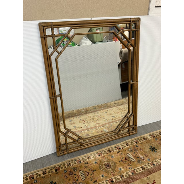 Mid-Century Modern Hollywood Regency Faux Bamboo Wall Mirror For Sale - Image 3 of 12
