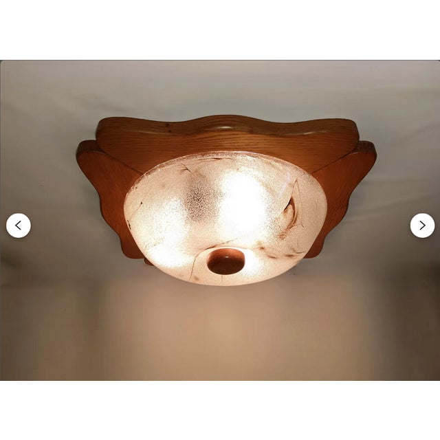 Brown Flush Mount in Golden Oak from Barovier & Toso, 1980s For Sale - Image 8 of 12