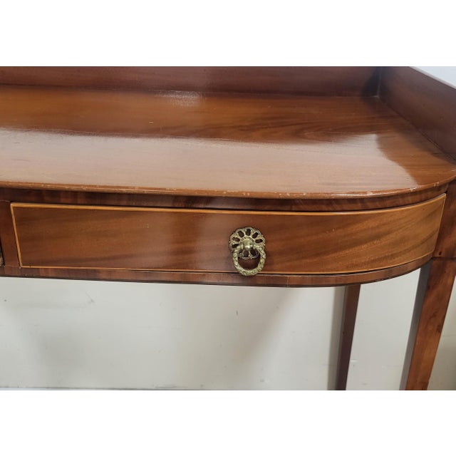 Antique English Sheridan Inlaid Two Drawer Sideboard Server Table For Sale - Image 10 of 13