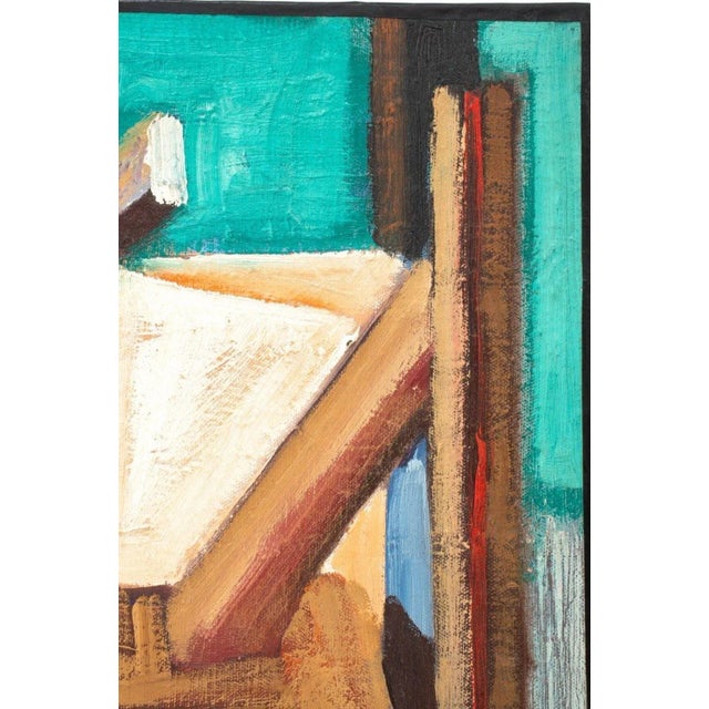 Mid 20th Century Post-Cubist Still Life Scene Oil on Canvas For Sale - Image 5 of 6