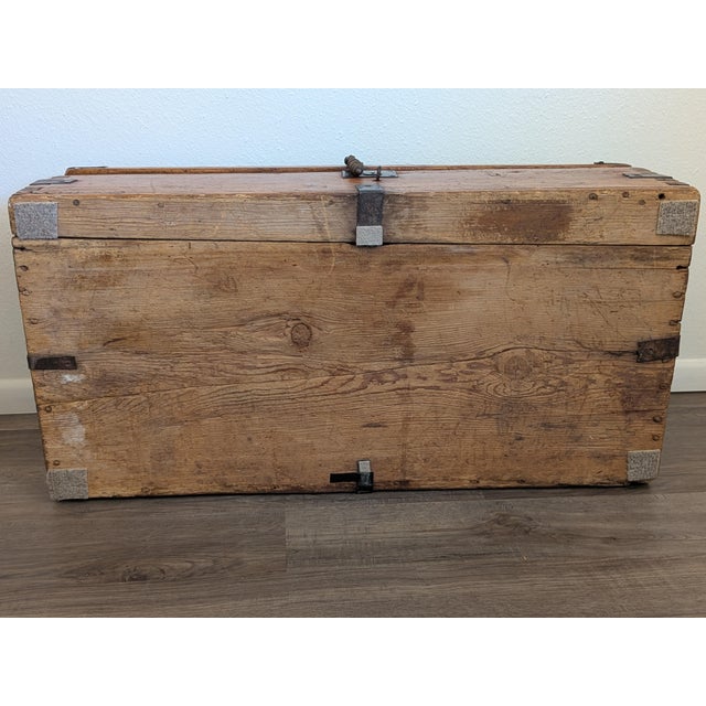 Antique 19th Century Handcrafted Wood and Iron Chest Trunk For Sale - Image 12 of 12