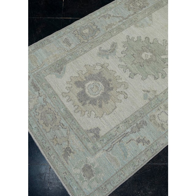Early 21st Century Turkish Oushak Rug Sage, Soft Gray & Ivory Handwoven Rug 3' X 5' For Sale - Image 5 of 8