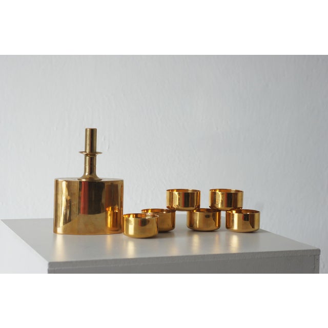 Gold-Plated Brass Set by Pierre Forssell for Skultuna, Sweden, 1970s, Set of 7 For Sale - Image 6 of 6