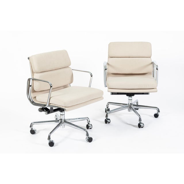These authentic Eames for Herman Miller Soft Pad Management height office chairs from the Aluminum Group Collection were...