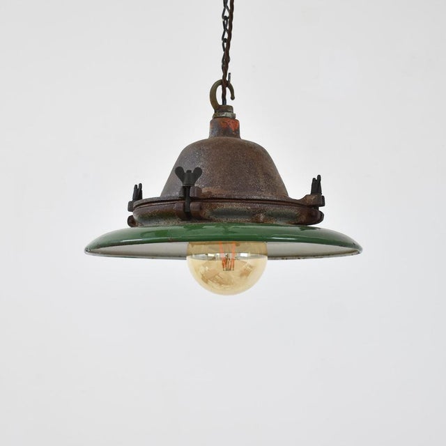 Paint Industrial Cast Enamel Pendant Light from Maxlume, 1950s For Sale - Image 7 of 7