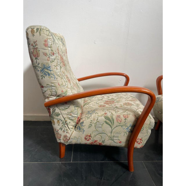 Mid-Century Modern Italian Lounge Chairs in Orange-Stained Beech, 1960s, Set of 2 For Sale - Image 3 of 11