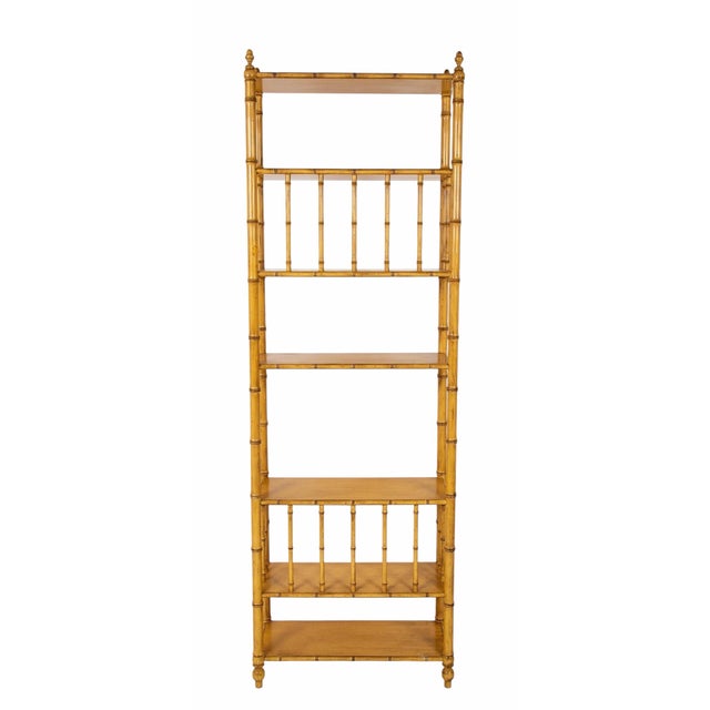 Brown Mid-Century Faux Bamboo Etagere Shelving Unit by John Widdicomb For Sale - Image 8 of 9
