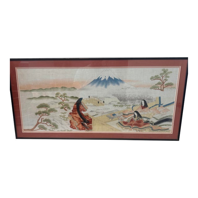 1940s Japanese Silk Painting Framed Artwork For Sale
