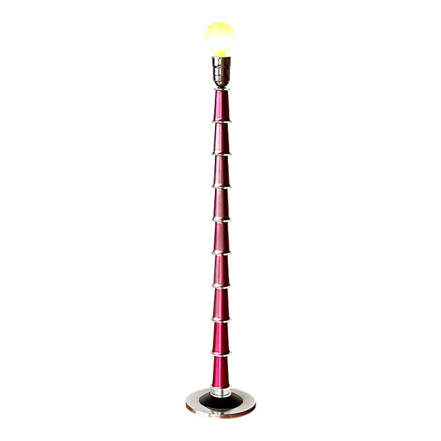 1980s Art Deco Metallic Glass Floor Lamp For Sale