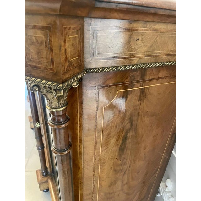 Antique Victorian Burr Walnut Inlaid Credenza, 1860s For Sale - Image 6 of 18