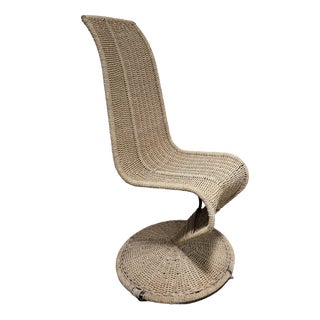 Vintage Rattan Lounge Chair, 1980s For Sale
