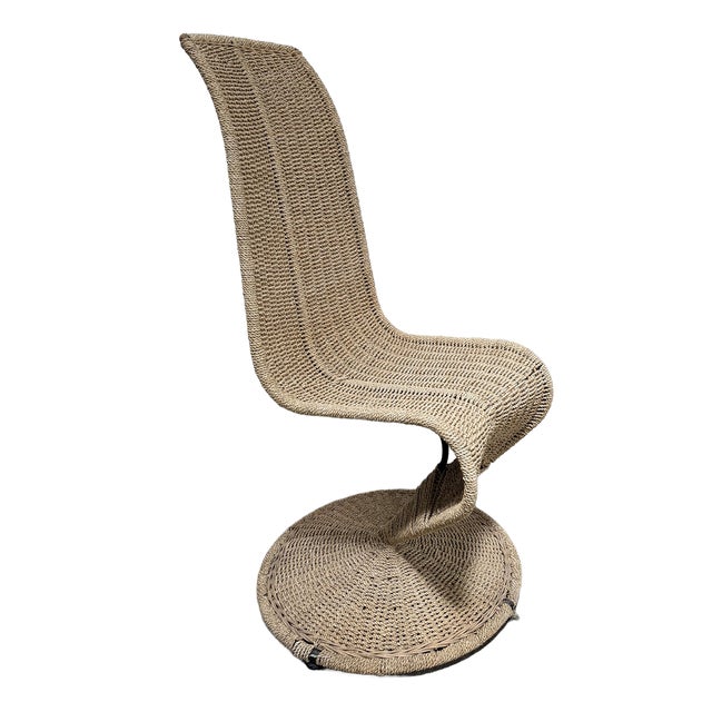 Vintage Rattan Lounge Chair, 1980s For Sale
