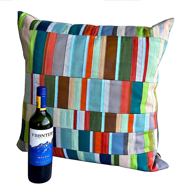 Textile Vintage Grosgrain and Linen 22" Pillow by Dransfield & Ross For Sale - Image 7 of 11