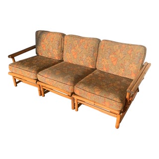 1970s Mid Century Rattan Bamboo Modular Sectional Sofa For Sale